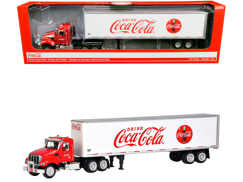 Truck Tractor with 53' Trailer "Drink Coca-Cola" Red and White 1/50 Diecast Model