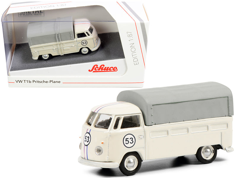 Volkswagen T1b Pritsche Plane Pickup Truck with Canopy #53 Cream 1/87 (HO) Diecast Model