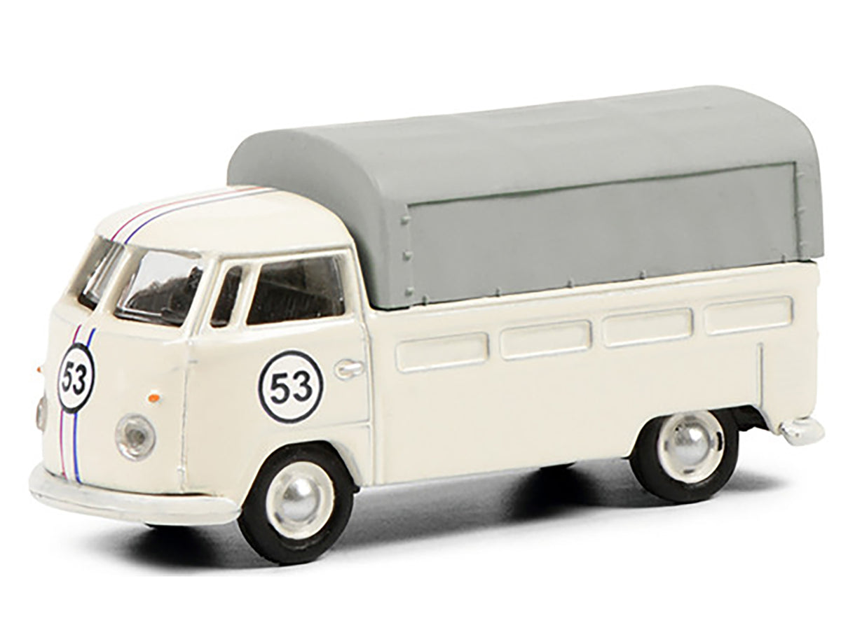 Volkswagen T1b Pritsche Plane Pickup Truck with Canopy #53 Cream 1/87 (HO) Diecast Model