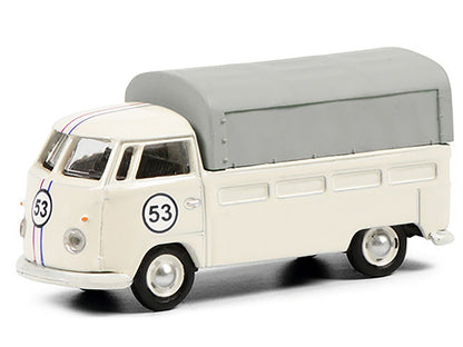 Volkswagen T1b Pritsche Plane Pickup Truck with Canopy #53 Cream 1/87 (HO) Diecast Model