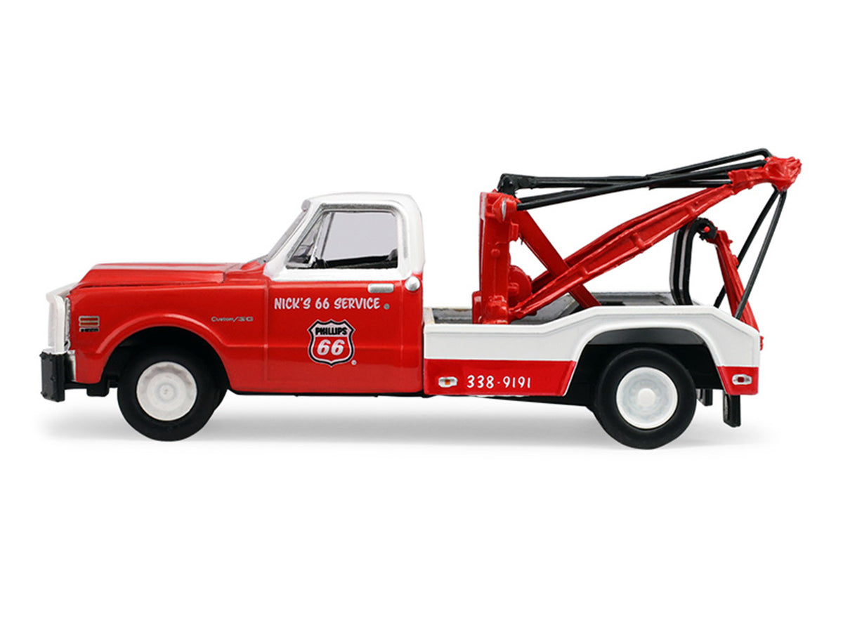 1971 Chevrolet C-30 Dually Wrecker Tow Truck "Phillips 66" Red with White Top "Dually Drivers" Series 17 1/64 Diecast Model Car