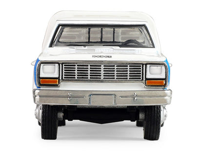 1981 Dodge Ram W350 Power Ram Dually Flatbed Truck "Goodyear" White with Blue Sides "Dually Drivers" Series 17 1/64 Diecast Model Car