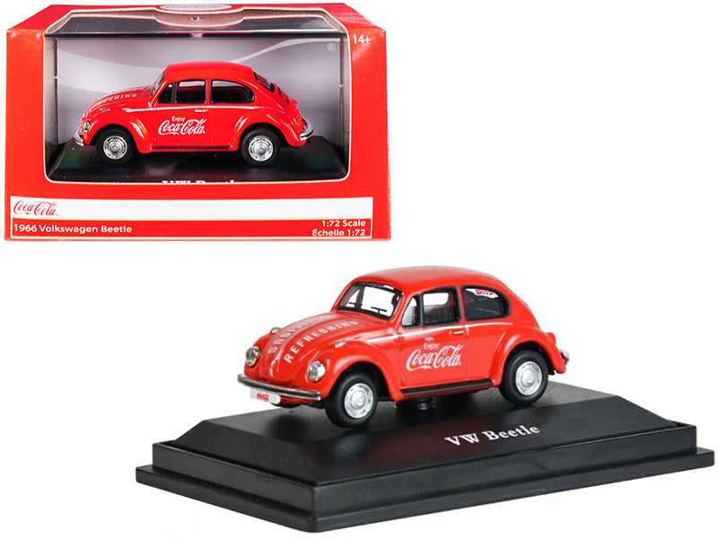 1966 Volkswagen Beetle "Coca-Cola" Red 1/72 Diecast Model Car