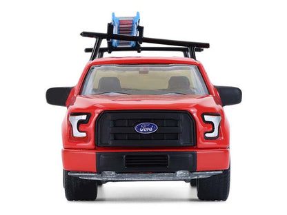 2015 Ford F-150 Pickup Truck with Ladder Rack Red with Black Stripes "Down on the Farm" Series 11 1/64 Diecast Model