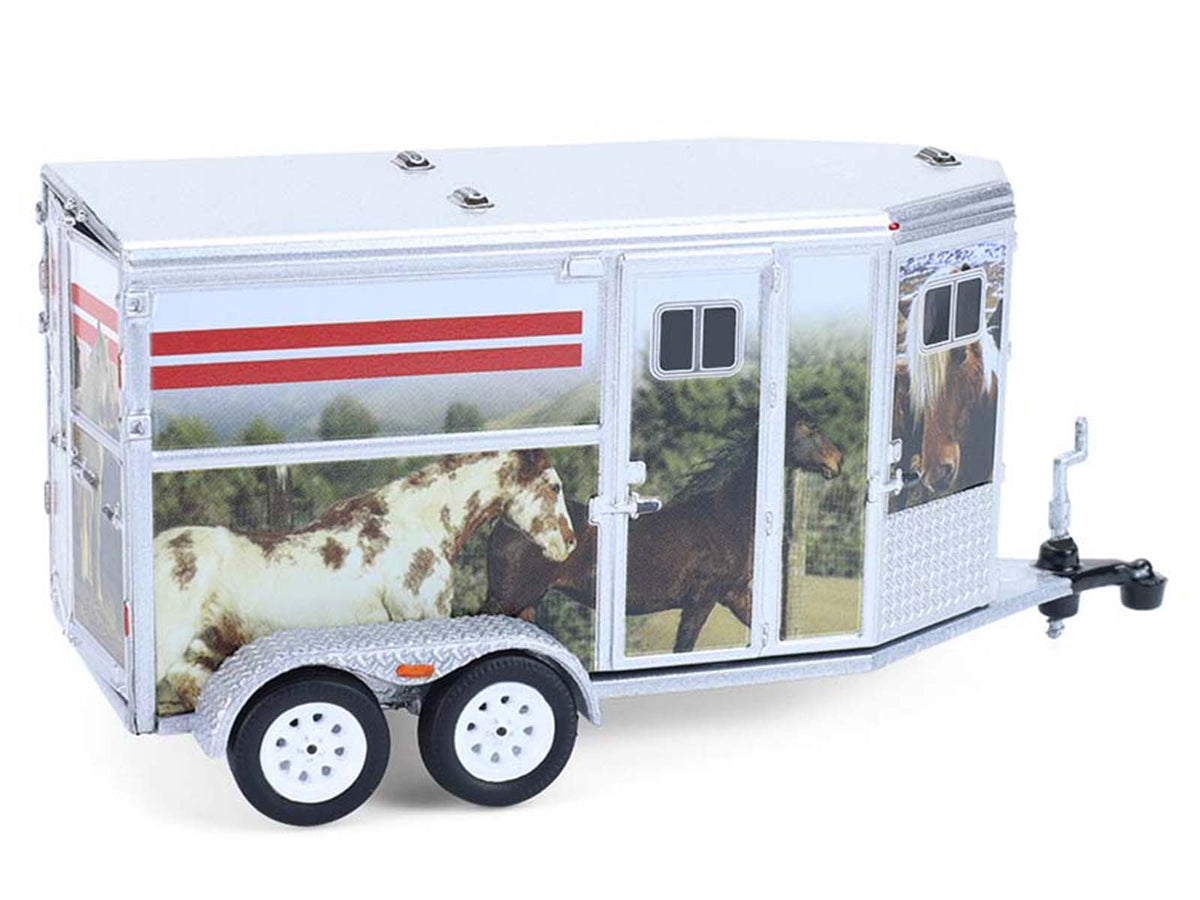 Horse Trailer Silver with Custom Horse Wrap "Down on the Farm" Series 11 1/64 Diecast Model