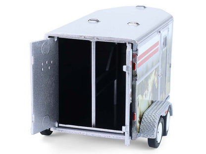 Horse Trailer Silver with Custom Horse Wrap "Down on the Farm" Series 11 1/64 Diecast Model