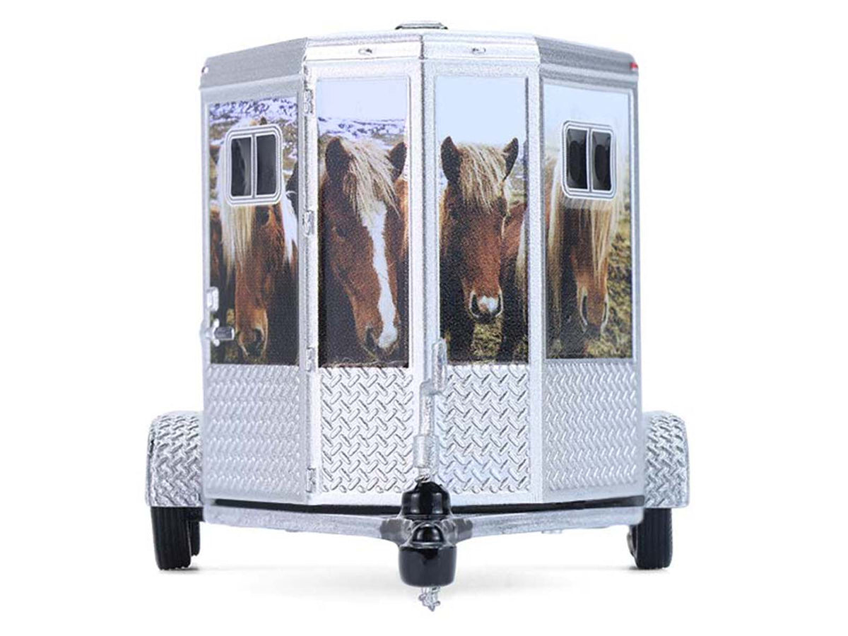 Horse Trailer Silver with Custom Horse Wrap "Down on the Farm" Series 11 1/64 Diecast Model