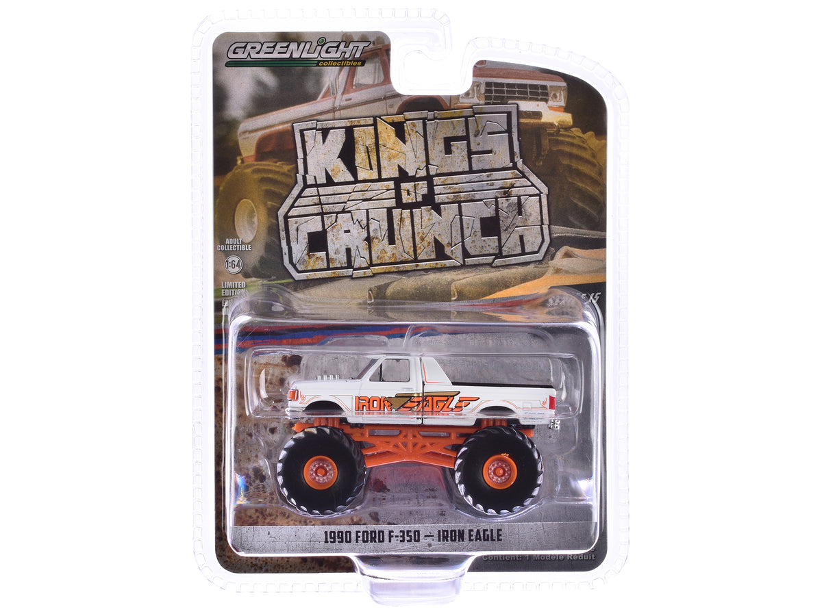 1990 Ford F-350 Monster Truck White "Iron Eagle" "Kings of Crunch" Series 15 1/64 Diecast Model Car