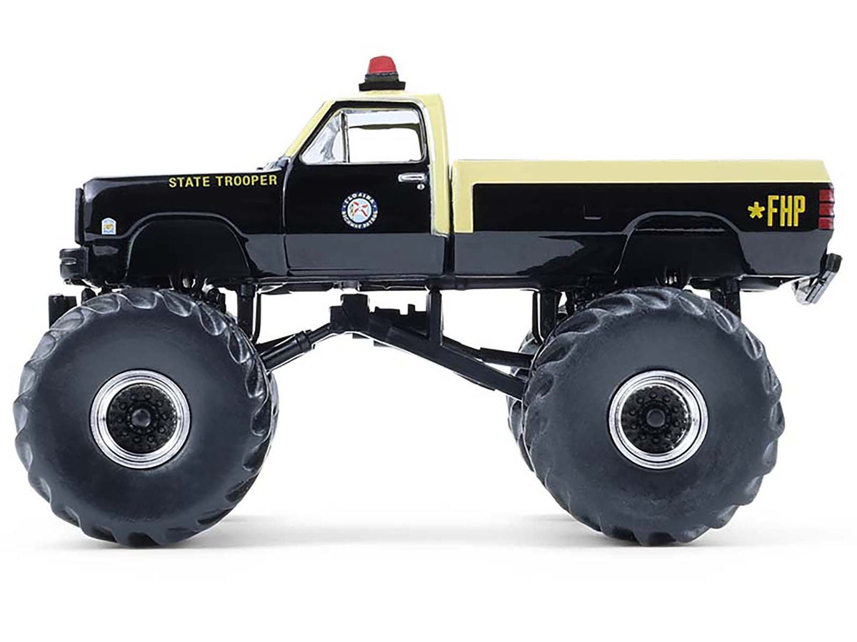1983 Dodge Ram W350 Monster Truck "Florida Highway Patrol" Black with Cream Top and Stripes "Kings of Crunch - Hot Pursuit" Special Edition 1/64 Diecast Model Car