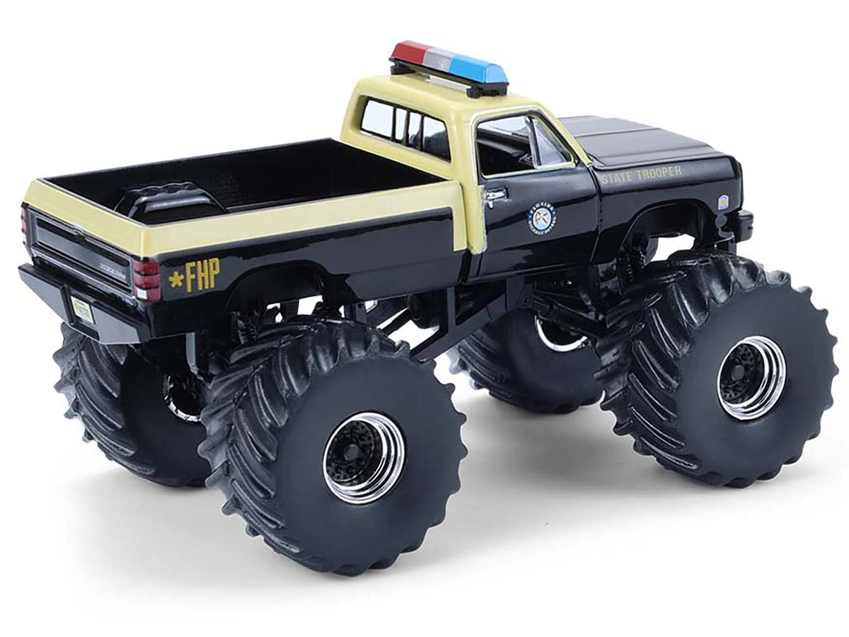 1983 Dodge Ram W350 Monster Truck "Florida Highway Patrol" Black with Cream Top and Stripes "Kings of Crunch - Hot Pursuit" Special Edition 1/64 Diecast Model Car