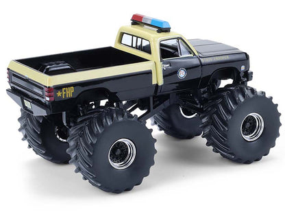 1983 Dodge Ram W350 Monster Truck "Florida Highway Patrol" Black with Cream Top and Stripes "Kings of Crunch - Hot Pursuit" Special Edition 1/64 Diecast Model Car