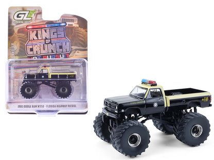 1983 Dodge Ram W350 Monster Truck "Florida Highway Patrol" Black with Cream Top and Stripes "Kings of Crunch - Hot Pursuit" Special Edition 1/64 Diecast Model Car