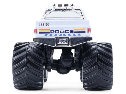 1986 Chevrolet Silverado Monster Truck "Royal Canadian Mounted Police" White with Stripes "Kings of Crunch - Hot Pursuit" Special Edition 1/64 Diecast Model Car