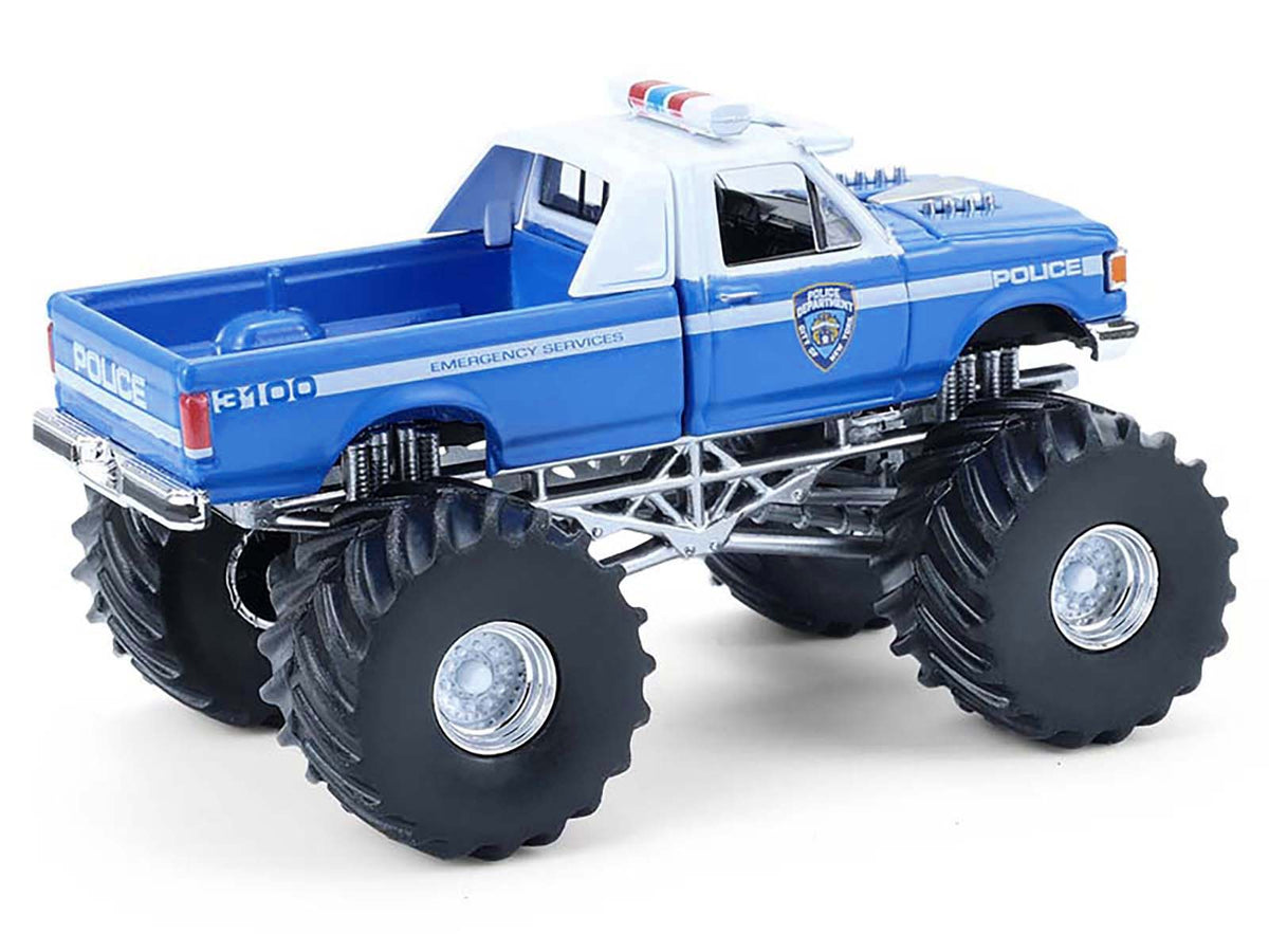 1990 Ford F-350 Monster Truck "NYPD (New York Police Department)" Blue with White Top "Kings of Crunch - Hot Pursuit" Special Edition 1/64 Diecast Model Car