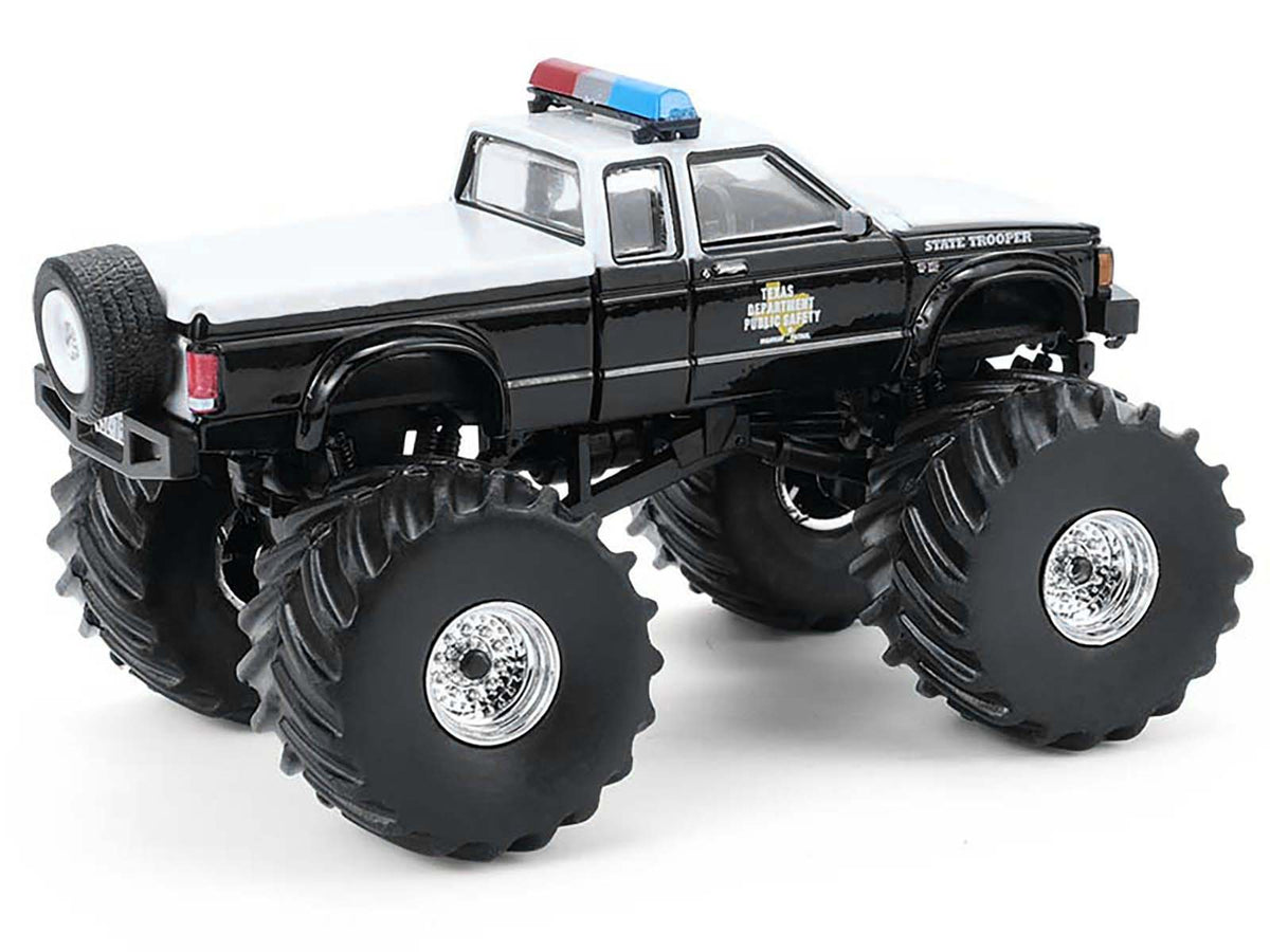 1990 GMC S-15 Monster Truck "Texas Department of Public Safety" Black and White "Kings of Crunch - Hot Pursuit" Special Edition 1/64 Diecast Model Car