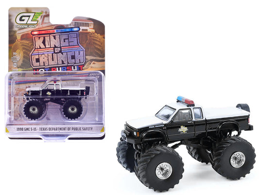 1990 GMC S-15 Monster Truck "Texas Department of Public Safety" Black and White "Kings of Crunch - Hot Pursuit" Special Edition 1/64 Diecast Model Car