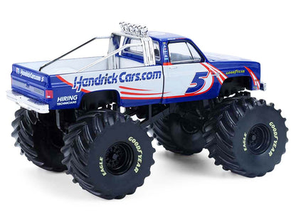 1981 Chevrolet K20 Monster Truck #5 "HendrickCars.com" Blue and White with Graphics "Kings of Crunch - Hendrick Motorsports Tribute" Special Edition 1/64 Diecast Model Car