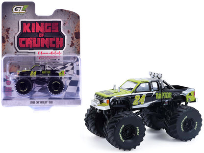 1986 Chevrolet S10 Monster Truck #24 "Raptor" Black and Green with Graphics "Kings of Crunch - Hendrick Motorsports Tribute" Special Edition 1/64 Diecast Model Car