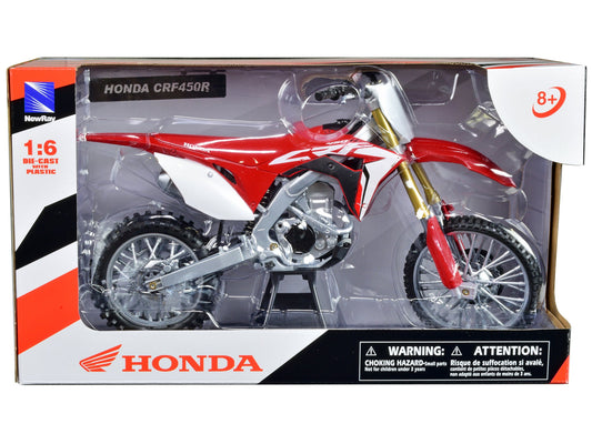 Honda CRF450R Dirt Bike Motorcycle Red and White 1/6 Diecast Model