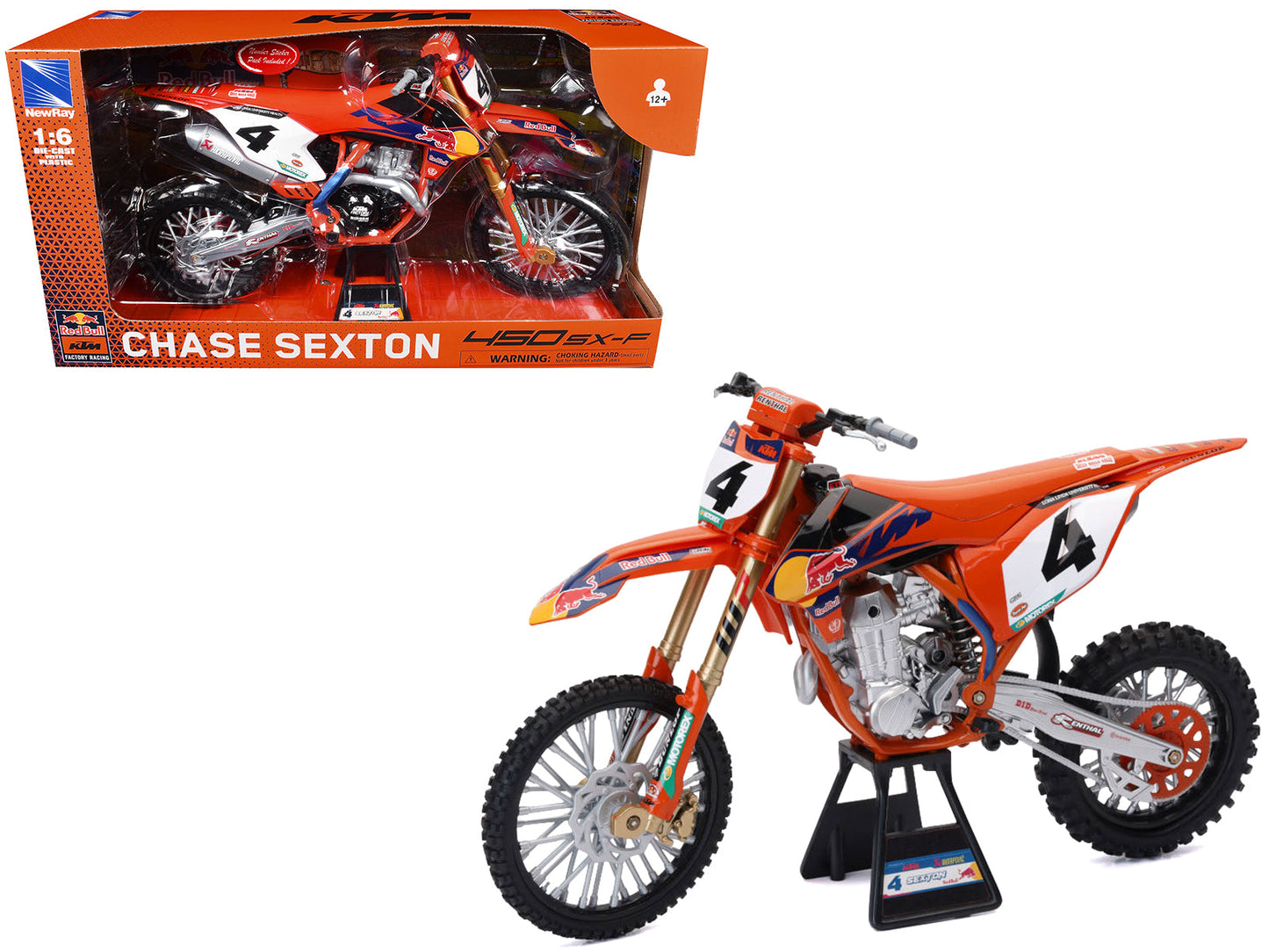 KTM 450 SX-F #4 Chase Sexton "Red Bull KTM Factory Racing" Supercross 1/6 Diecast Model