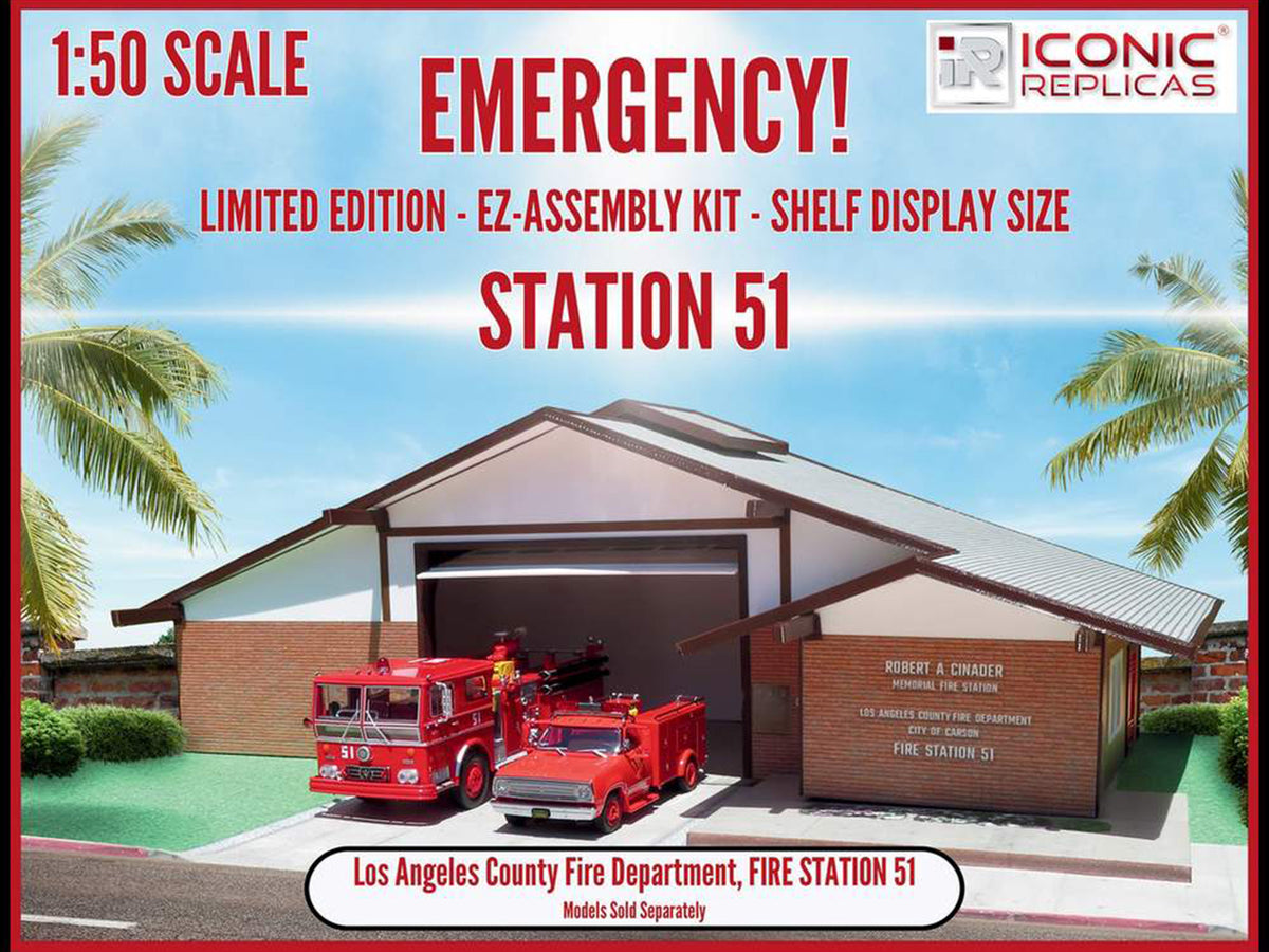 Los Angeles County Fire Department Fire Station 51 Diorama EZ Assembly Kit "Emergency!" Series 1/50 Model