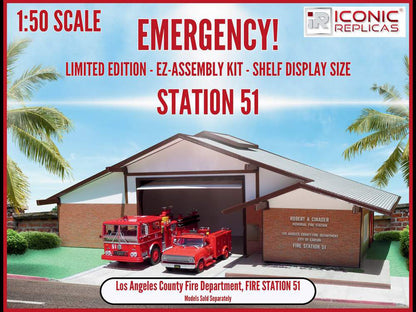 Los Angeles County Fire Department Fire Station 51 Diorama EZ Assembly Kit "Emergency!" Series 1/50 Model