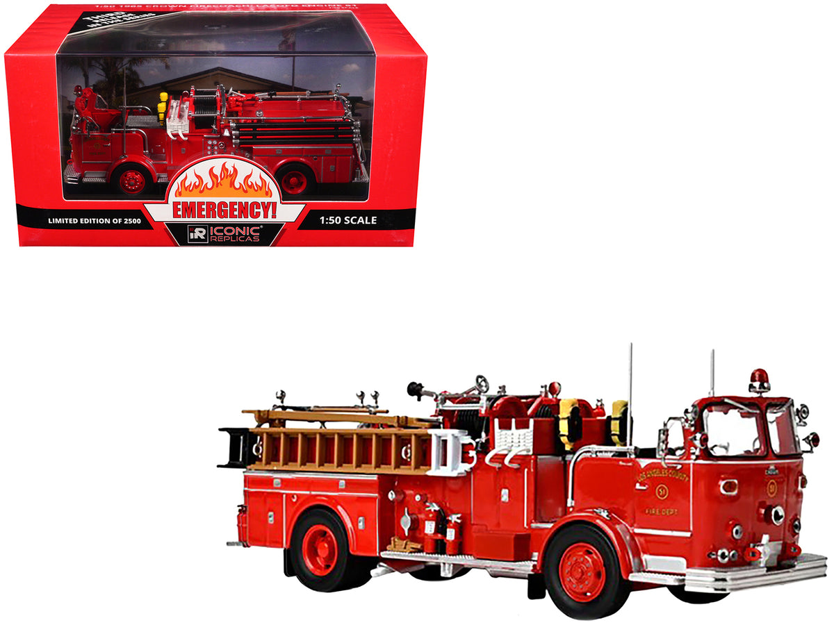1965 Crown Firecoach Fire Engine "Los Angeles County Fire Department" LA County FD (LACFD) "Emergency!" Series Limited Edition to 2500 pieces Worldwide 1/50 Diecast Model