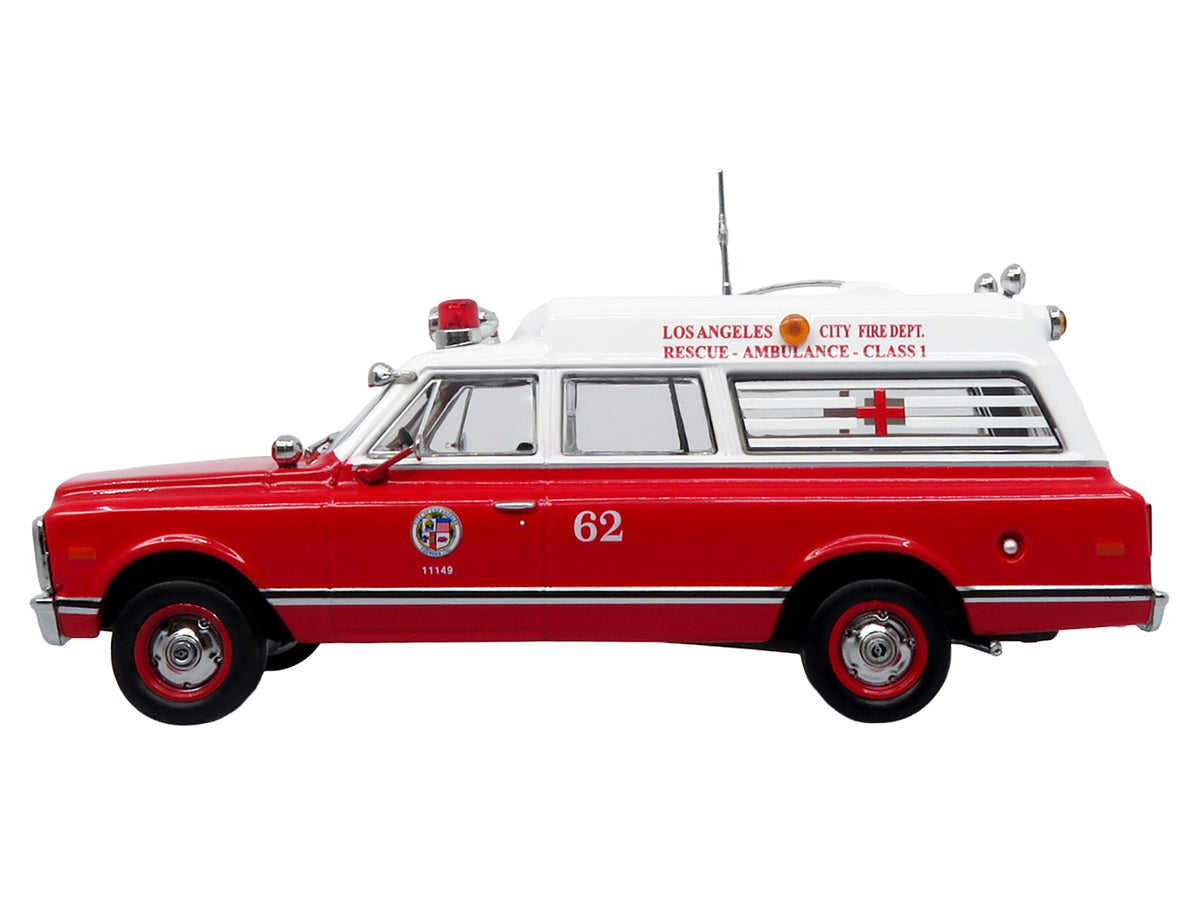 1969 Chevrolet C-10 Ambulance "Los Angeles City Fire Department" Red and White "5 Alarm" Series Limited Edition 1/50 Diecast Model