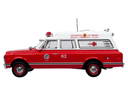 1969 Chevrolet C-10 Ambulance "Los Angeles City Fire Department" Red and White "5 Alarm" Series Limited Edition 1/50 Diecast Model