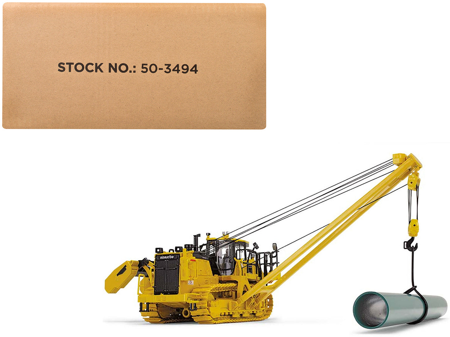 Komatsu D155CX-8 With K170 Pipelayer Yellow with Accessories 1/50 Diecast Model