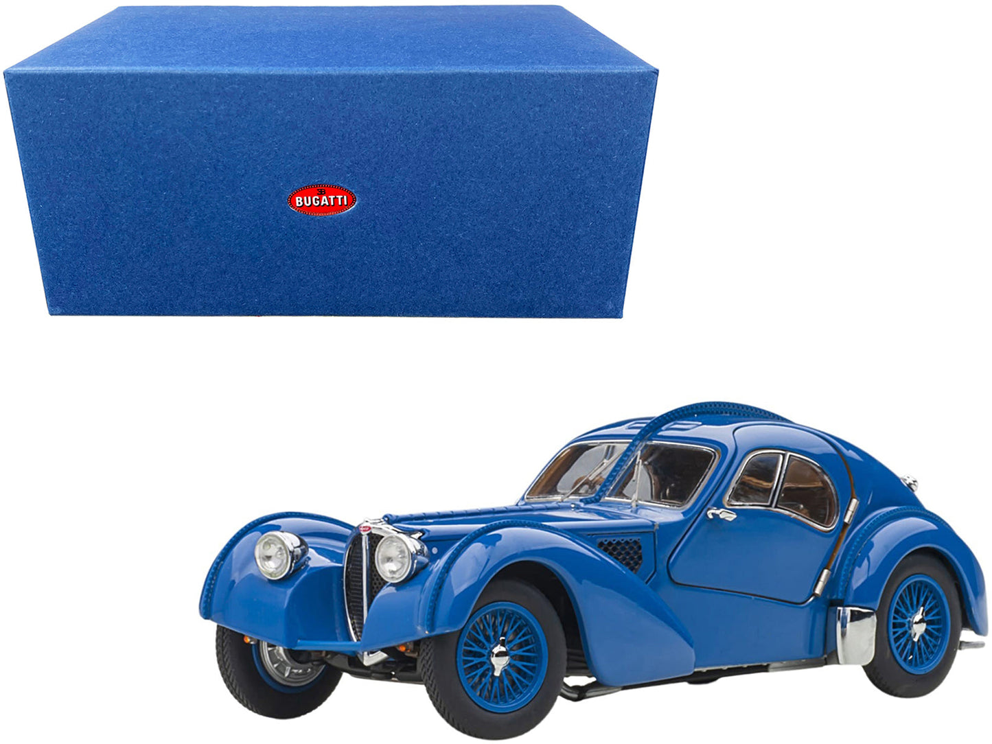 1938 Bugatti Type 57SC Atlantic with Metal Wire-Spoke Wheels Blue 1/43 Diecast Model Car