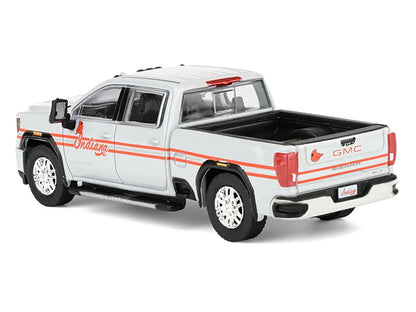 2022 GMC Sierra 3500 HD Pickup Truck "Indiana Cardinals" Silver Metallic with Red Stripes and Cardinal Figure "2025 Greenlight Waltersons Collector's Expo Exclusive" 1/64 Diecast Model Car