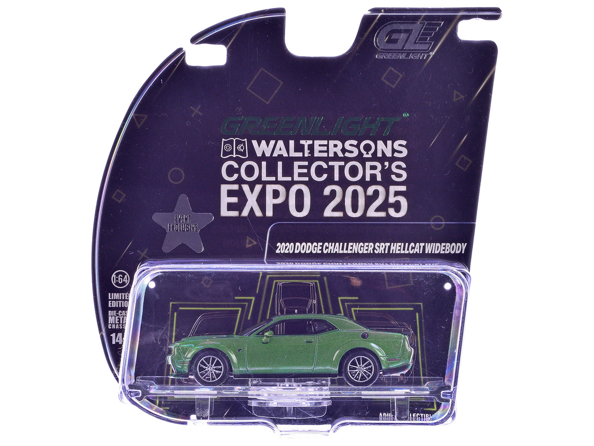2020 Dodge Challenger SRT Hellcat Widebody F8 Green Metallic with Black Indiana Stripes "2025 Greenlight Waltersons Collector's Expo Exclusive" 1/64 Diecast Model Car