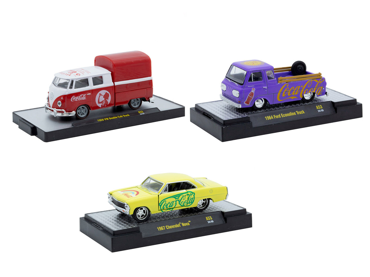 "Coca-Cola" Set of 3 pieces Release 53 Limited Edition to 10000 pieces Worldwide 1/64 Diecast Model Cars