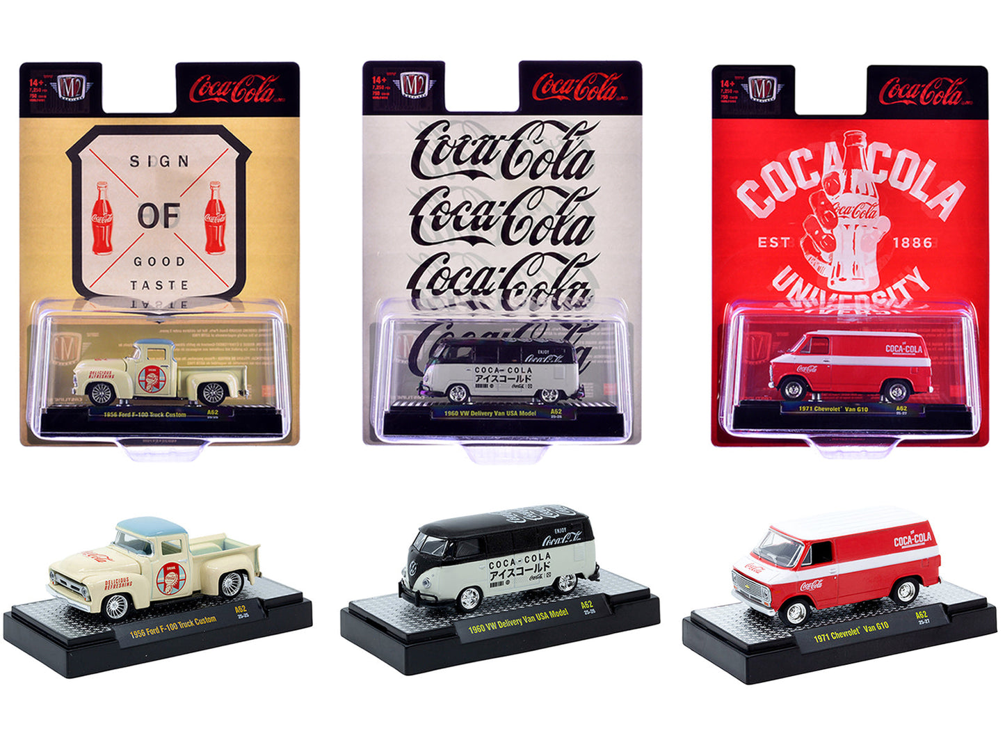 "Coca-Cola" Set of 3 pieces Release 62 Limited Edition to 8000 pieces Worldwide 1/64 Diecast Model Cars