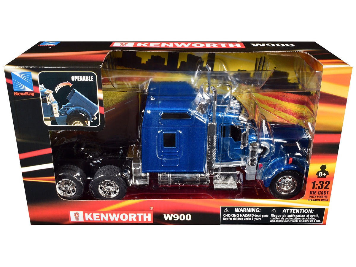 Kenworth W900 Truck Tractor Blue Metallic 1/32 Diecast Model