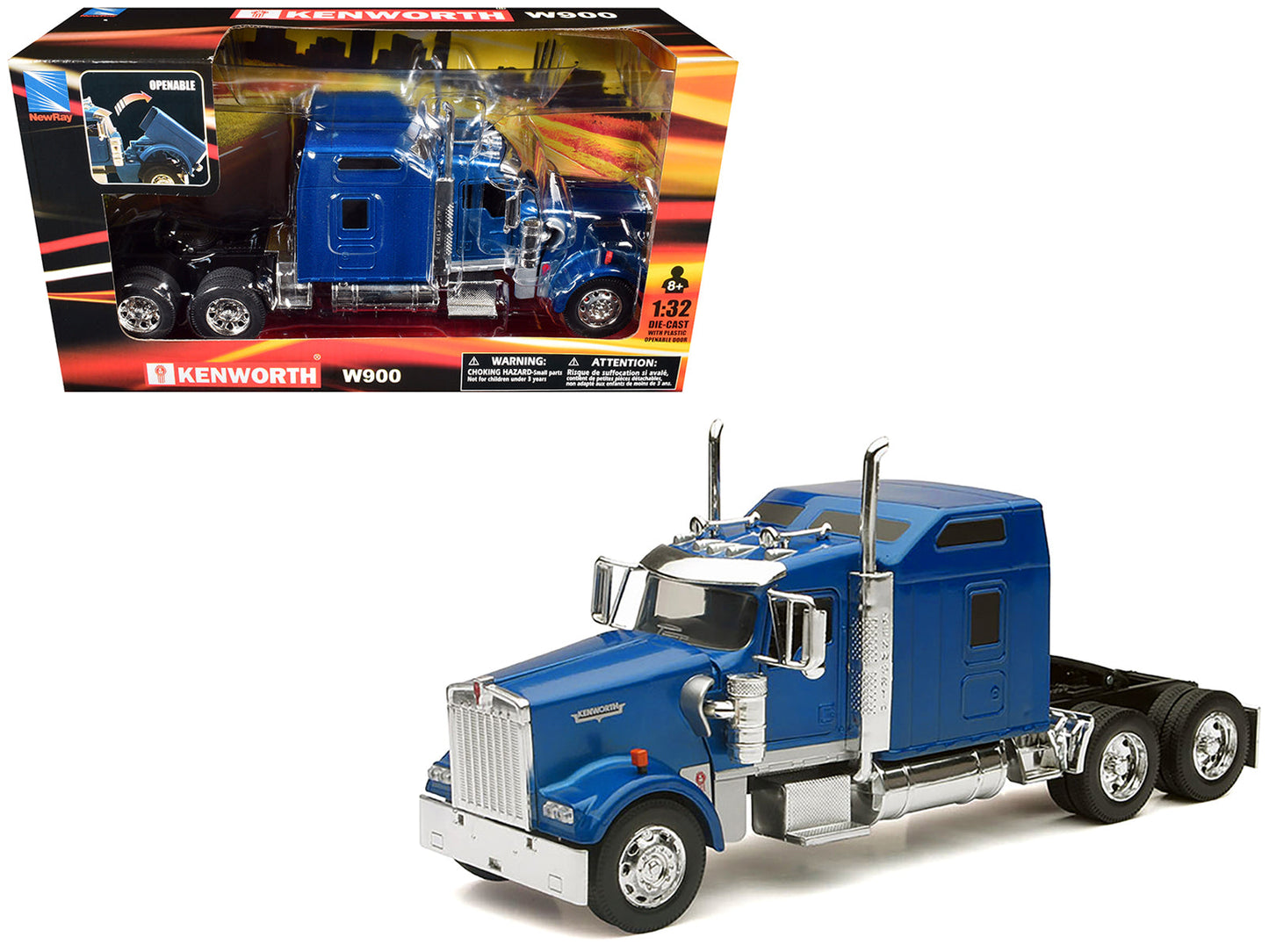 Kenworth W900 Truck Tractor Blue Metallic 1/32 Diecast Model