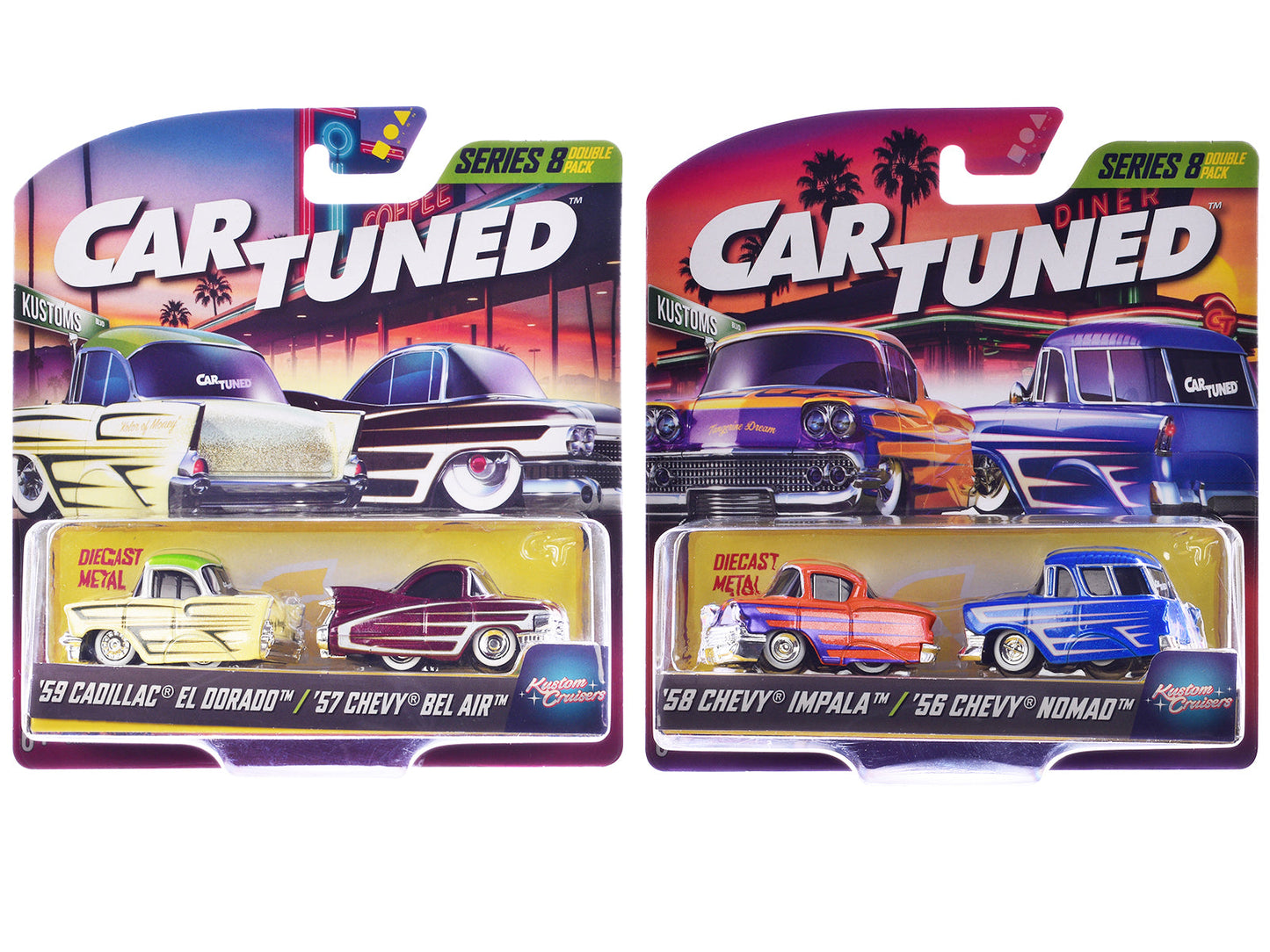 "Kustoms" Double Pack Series 8 Set of 4 Cars Diecast Model Cars
