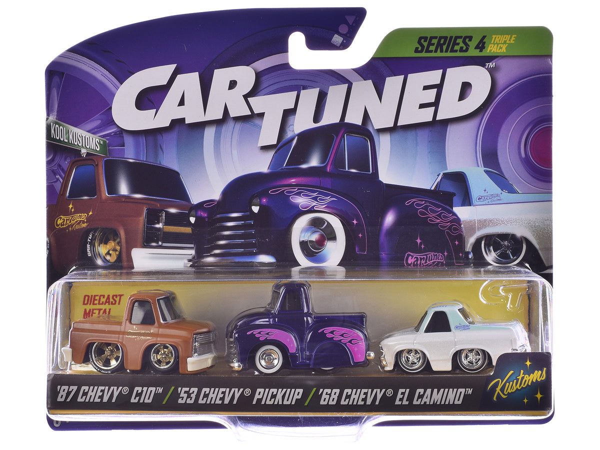 "Kustoms" Series 4 Chevrolet Triple Pack Set of 3 Cars Diecast Model Cars