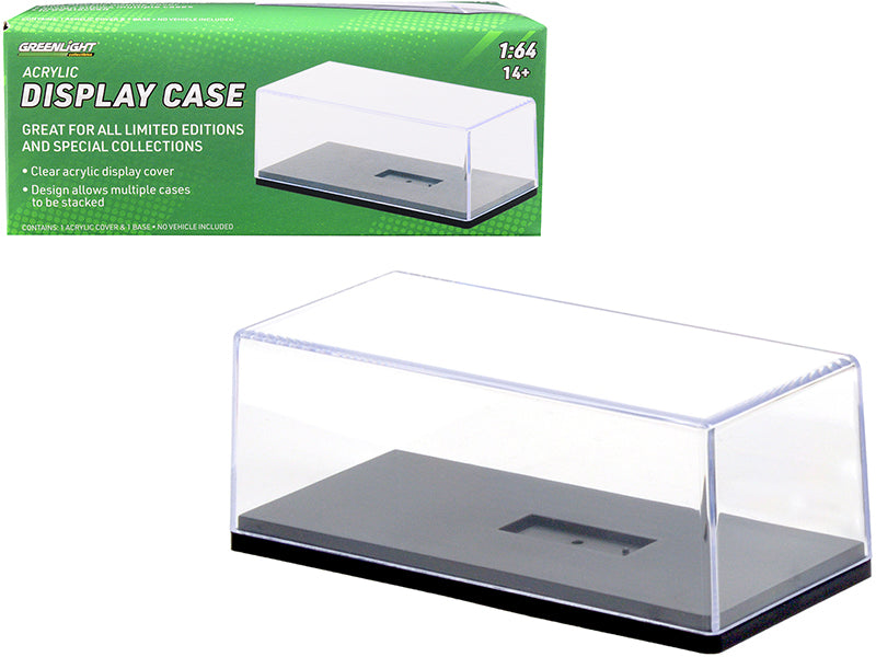 Collectible Acrylic Display Show Case with Black Plastic Base for 1/64 Scale Model Cars