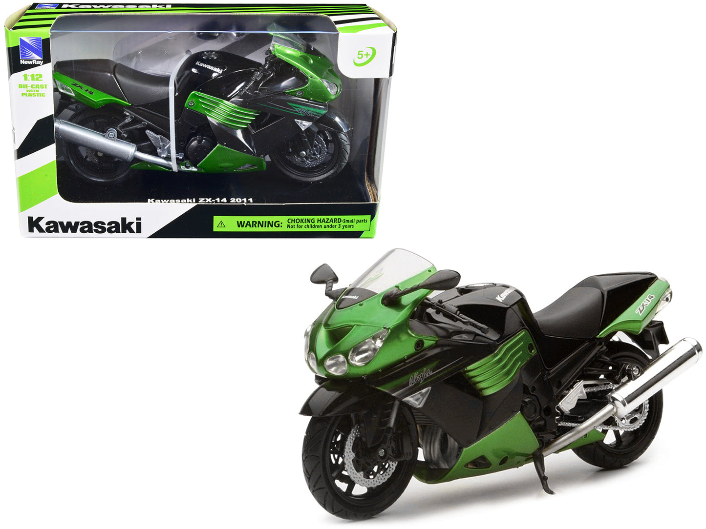 2011 Kawasaki ZX-14 Ninja Green Motorcycle Model 1/12