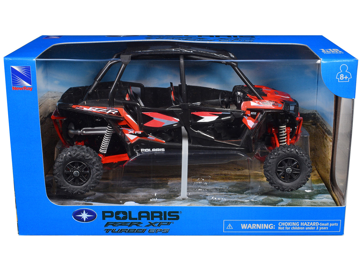 Polaris RZR XP 4 Turbo EPS Sport UTV Spectra Orange with Graphics and Black Top 1/18 Diecast Model