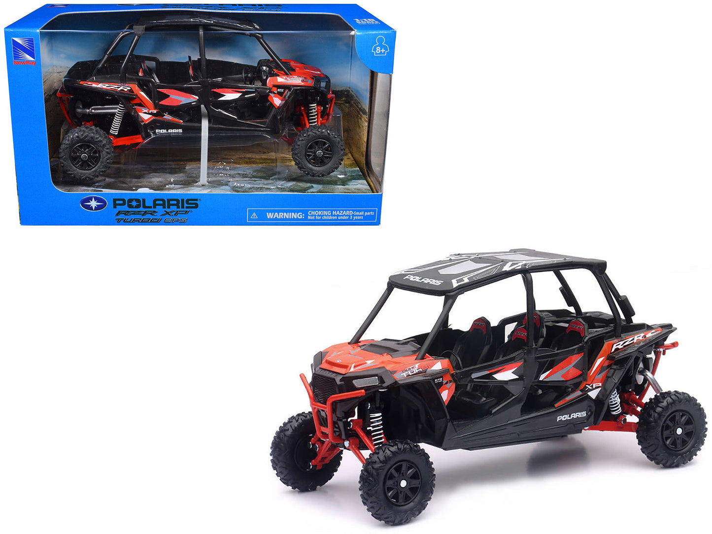 Polaris RZR XP 4 Turbo EPS Sport UTV Spectra Orange with Graphics and Black Top 1/18 Diecast Model