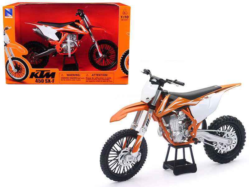 KTM 450 SX-F Dirt Bike Orange and White 1/10 Diecast Motorcycle Model
