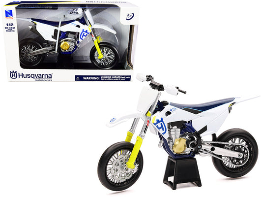 Husqvarna FS450 White and Blue 1/12 Diecast Motorcycle Model