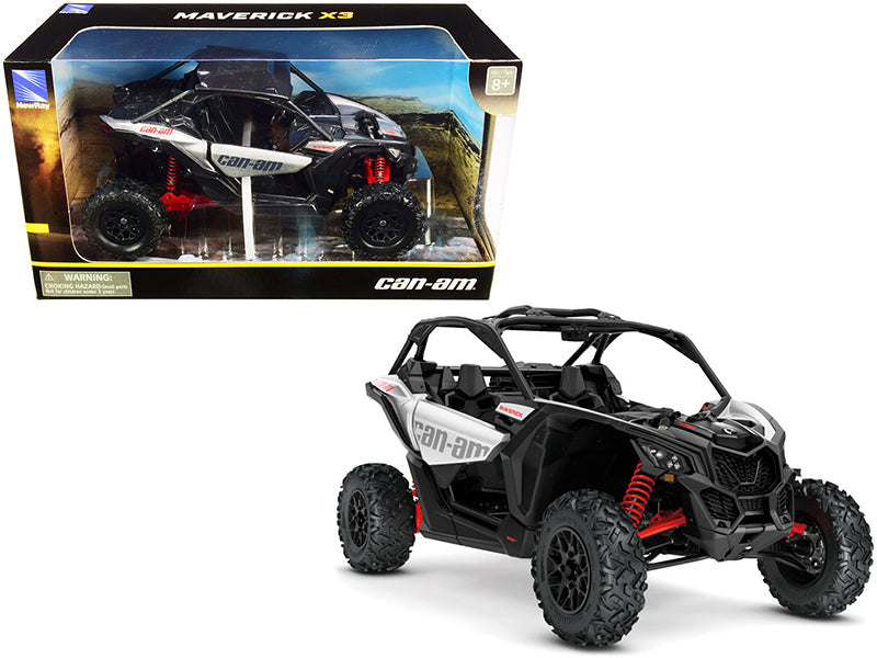 CAN-AM Maverick X3 ATV Hyper Silver and Red 1/18 Diecast Model