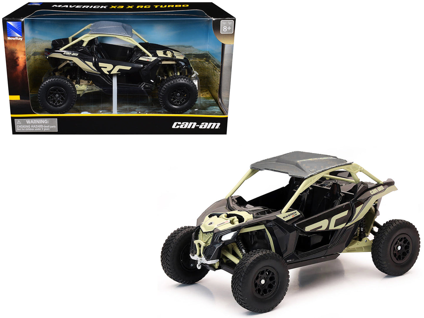 Can-Am Maverick X3 XRC Turbo ATV Tan and Black with Silver Top cast 1/18 Diecast Model