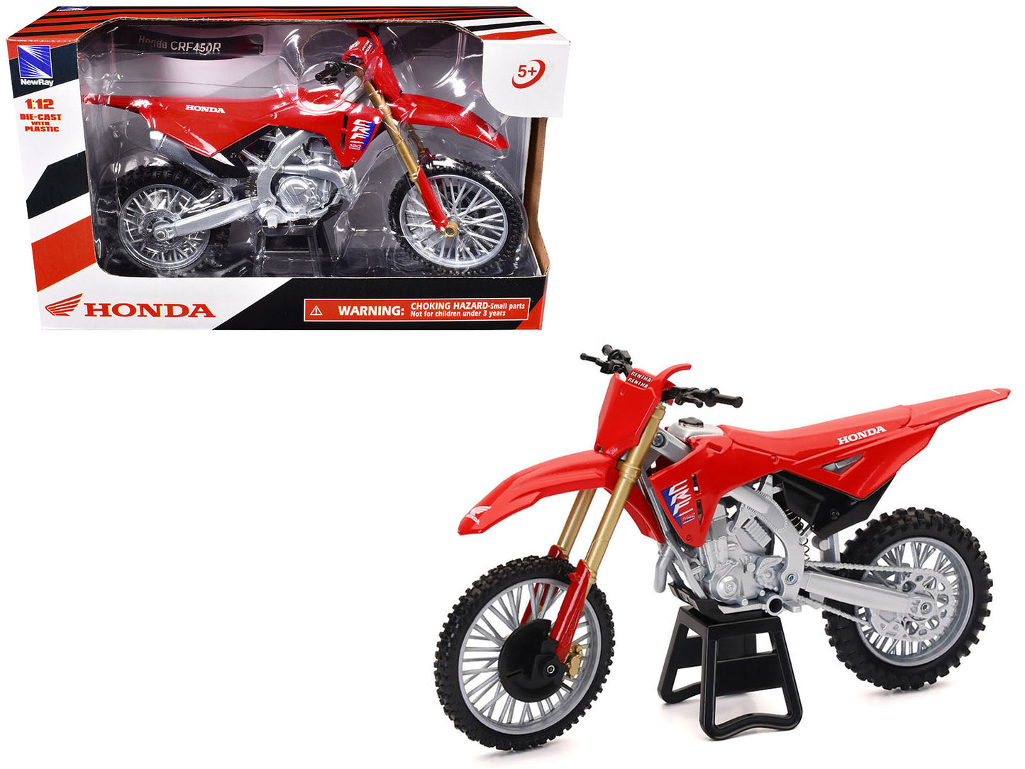 Honda CRF450R Motorcycle Red with Black Accents 1/12 Diecast Model
