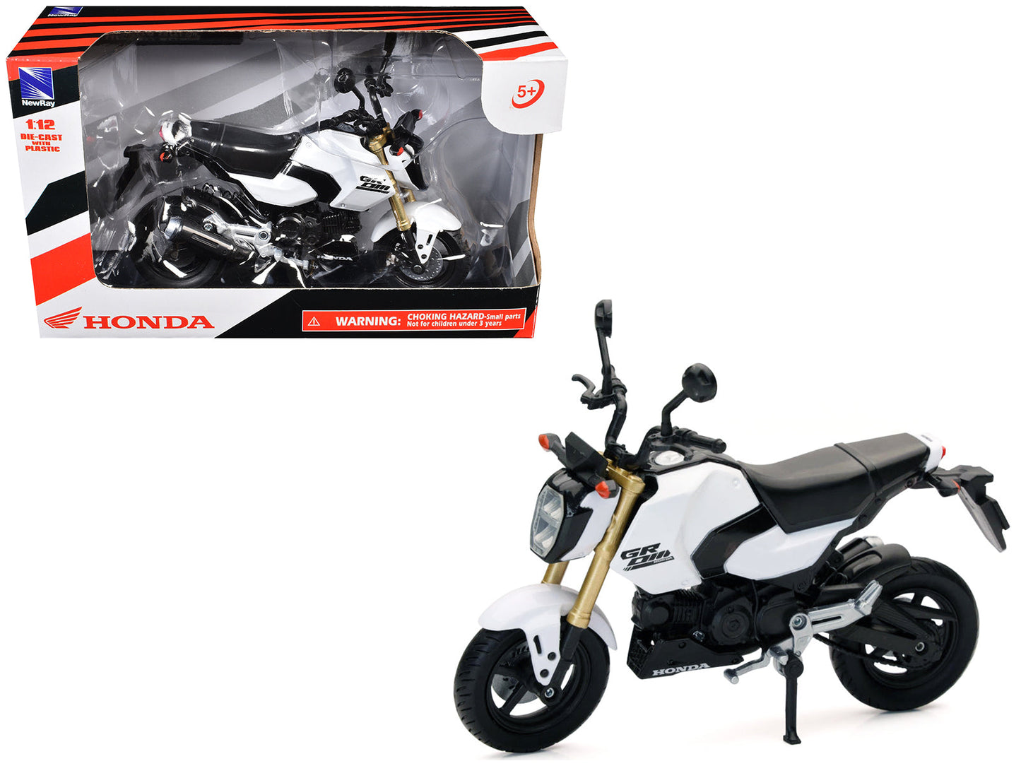 Honda GROM Motorcycle White 1/12 Diecast Model