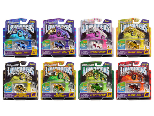 "Lowriders Show Glow" Series 3 Set of 8 Pieces Diecast Model Cars